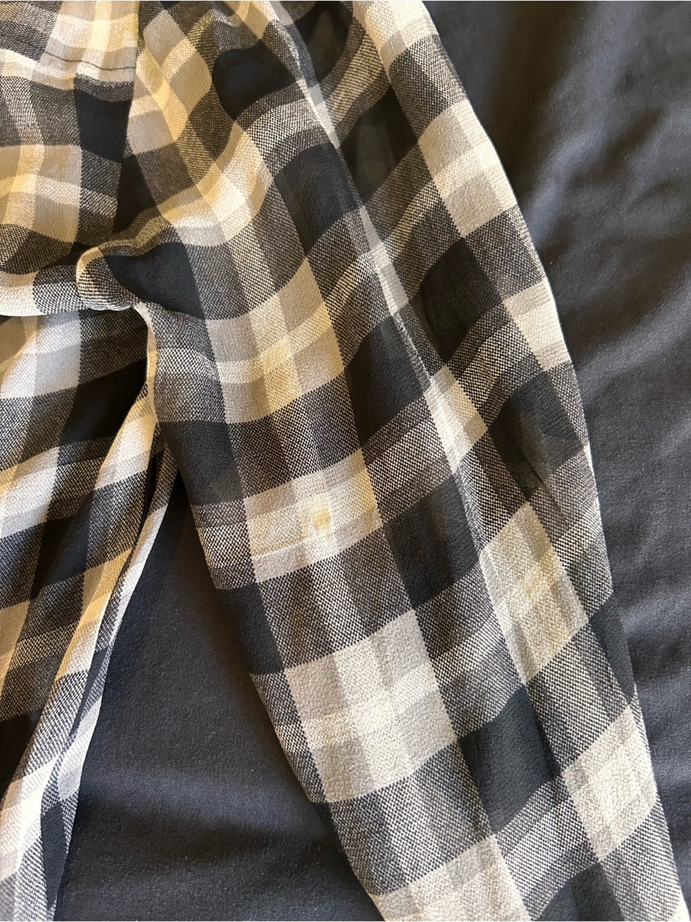 J. Crew Silk Black and White Plaid Sheer Button Up Long Sleeve Women’s Small - Picture 7 of 7